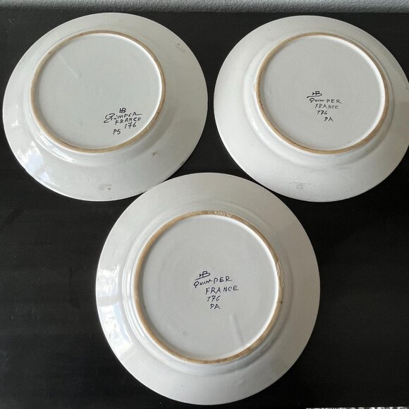 HB Quimper Handpainted Plates // Set of 3 // Breton Woman - Picture 7 of 8
